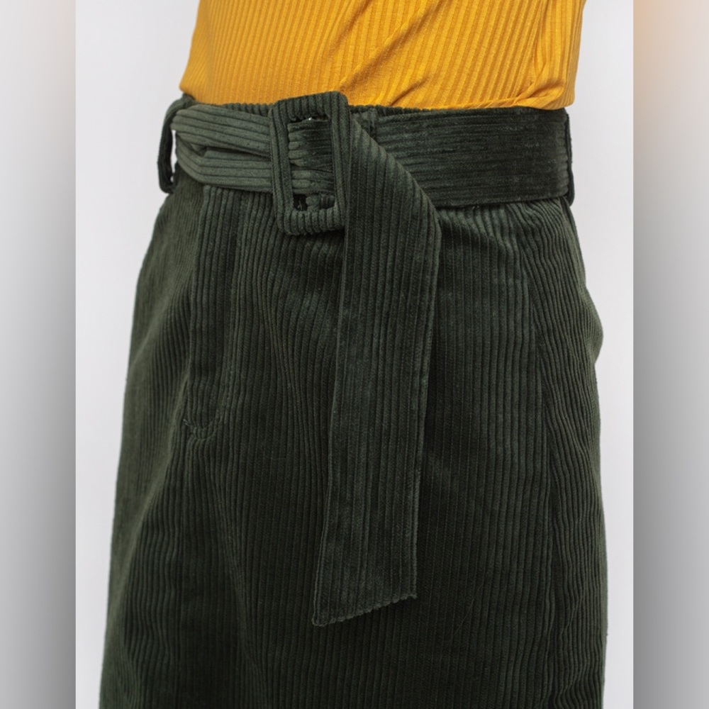 Dark Green Corduroy Mini Skirt